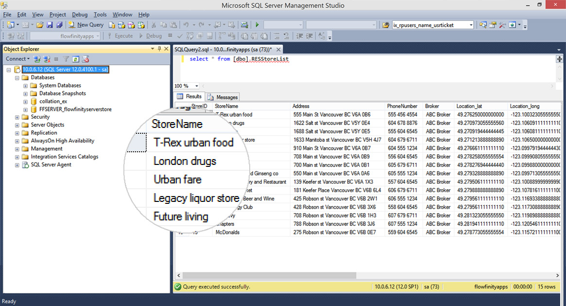 SQL server backend for enterprise mobile apps