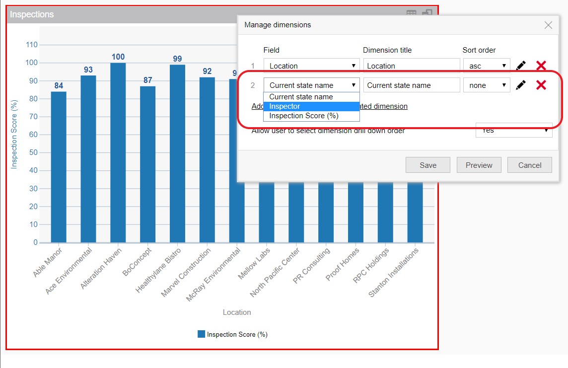 Flowfinity - Drill-downs in dashboards